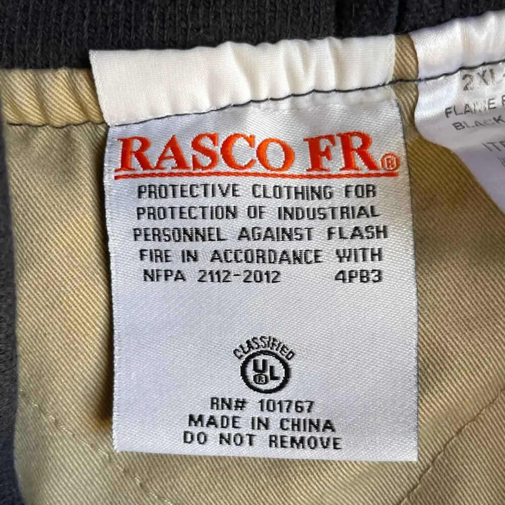 Rasco FR BLV5502 Flame Resistant Duck Vest Black 2XL Long CAT2 FR